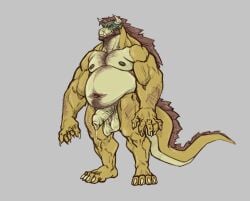 1boy anthro balls ballsack barazoku beard beefy belly big_belly body_hair bowser chest_hair claws dangling_testicles dragon dripping facial_hair faustoxiii foreskin foreskin_folds genitals hi_res horns humanoid_penis intact koopa lizard long_foreskin low_hanging_balls male male_only mario_(series) masculine mature_male muscles muscular_male nintendo nude_male overweight overweight_male pecs penis precum precum_drip pubes red_hair reptile scalie scrotum solo strongfat tail testicles turtle tusks uncut unretracted_foreskin video_games yellow_eyes