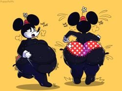 ass bbw big_ass big_belly bulging_belly disney fat_people_only fwoompcrrkpop gloves heavy_breathing huff huffing jogging large_ass mickey_mouse_shorts minnie_mouse mouse mouse_ears mouse_girl polka_dot polka_dots red_hat sweat