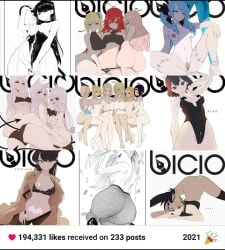 17girls akali android_18 animal_ears ass bicio black_clover breasts cerberus_(helltaker) crossover crowd dragon_ball female female_only fishnets grin gwen_(league_of_legends) hayasaka_ai helltaker high_school_dxd highres hose kaguya-sama_wa_kokurasetai_~tensai-tachi_no_renai_zunousen~ komi-san_wa_komyushou_desu komi_shouko league_of_legends long_hair louise_francoise_le_blanc_de_la_valliere metroid multiple_girls naruto naruto_(series) nintendo nude pasties rias_gremory samus_aran secre_swallowtail short_hair smile tail triplets tsunade wet wolf_ears wolf_girl wolf_tail zero_no_tsukaima