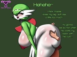 bbw buttjob fat furry gardevoir huge_ass human_on_pokemon kissofvenus plump pokemon pokemon_(species)