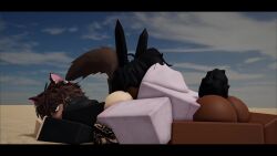 2boys 3d animated big_butt cat_ears cat_tail catboy gay gay_rimjob kraxxcat laying_on_stomach licking_ass loop no_sound rimjob rimming roblox robloxian self_upload sleepy source_request tagme video