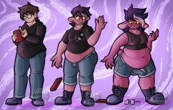 bigbadmonstah chubby chubby_male gender_transformation glasses goblin goblin_male goblinification hard_on human_to_humanoid humanoid oc original_character sharp_claws sharp_teeth shortstack sweat thick_ass thick_thighs transformation weight_gain