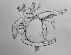 2025 anthro antlers anus artist_request ass balls big_butt blubberbuck bodily_fluids breasts calves_up chair deer feet fingers furniture genitals grin half-closed_eyes holding_legs_up hooved_fingers hooved_toes hooves horn male male_only mammal monochrome narrowed_eyes new_world_deer nipples nude nude_anthro on_chair one_piece perineum presenting presenting_anus presenting_balls presenting_hindquarters raised_leg reindeer simple_background smile smiling_at_viewer smirk smirking_at_viewer smug solo sweat sweatdrop sweaty_butt tail thighs_up tony_tony_chopper traditional_media_(artwork) tufted_fur