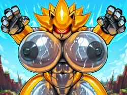1girls abs ai_generated anthro big_breasts blue_sky breasts breasts_bigger_than_head breasts_out clouds crossgender genderbend genderbent genderswap genderswap_(mtf) gray_nipples grey_nipples huge_breasts looking_at_viewer lunging mecha_sonic mecha_sonic_mk._ii metallic_body mobian_robot more_at_source mtf_crossgender naked naked_female nude nude_female red_eyes robot robot_anthro robot_girl rule_63 sega sky solo solo_female solo_focus sonic_(series) sonic_3 sonic_3_and_knuckles sonic_and_knuckles sonic_the_hedgehog_(series) spiky_hair super_form super_mecha_sonic super_mecha_sonic_mk._ii sweat sweating sweating_female sweaty_body sweaty_breasts tagme thick_thighs