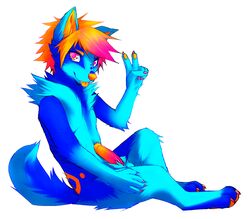 1boy anthro blue canine falvie hindpaw male male_only nude penis solo tongue