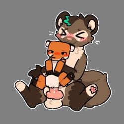 1:1 animal_genitalia animal_penis anthro balls big_tail blush blush_lines brown_body brown_fur brown_hair canid canine canine_genitalia canine_penis circle_eyebrows clitoris closed_eyes colored digital_drawing_(artwork) digital_media_(artwork) dipstick_hair dipstick_tail domestic_ferret duo ears_down eyebrows facial_markings female female_penetrated feral fingerless_(marking) fingerless_gloves_(marking) fox fox_(minecraft) fur genitals gloves_(marking) hair head_markings held_up hi_res knot knotted_penis leg_markings looking_pleasured male male/female male_penetrating male_penetrating_female mammal markings mask_(marking) microsoft minecraft mojang multicolored_body mustelid musteline on_bottom on_top open_mouth orange_body orange_fur pawpads paws peanut_(someferret) penetration penis pink_blush pink_nose pink_pawpads pink_paws pivoted_ears red_blush reverse_cowgirl_position sex simple_background size_difference smaller_penetrated socks_(marking) spread_legs spreading taikupy_cat tail tail_markings tan_body tan_fur true_musteline vaginal_penetration vulva weasel whiskers white_whiskers xbox_game_studios zoophilia