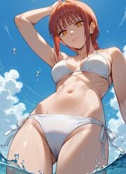 1girls ai_generated bikini chainsaw_man makima_(chainsaw_man) solo swimsuit white_bikini