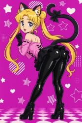 catgirl clothes from_behind gold_hair gpt latex latex_clothing sailor_moon