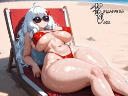 1girls ass beach beach_background beach_chair belly_button big_ass big_breasts big_butt bikini bikini_top bubble_butt dat_ass erispheria female_focus goddess hair_ornament hourglass_figure huge_breasts large_breasts legs long_hair nipples seductive_look sunglasses thick_legs thick_thighs twitch twitter virtual_youtuber visible_nipples vtuber white_hair wide_hips youtube youtuber