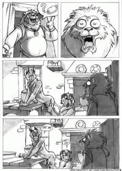 anal anthro apples canine chef comic cum cum_inside english_text feline fox fur furry furryrevolution gay happy_trail hungry kitchen line_art lion male male_only monochrome penis surprised uncut yaoi