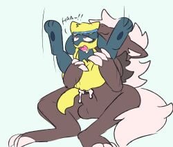 2024 bloowolfy bodily_fluids cum cum_in_vagina cum_inside digital_media_(artwork) drooling duo eye_roll female generation_4_pokemon generation_5_pokemon genital_fluids hi_res knotting male male/female nintendo panchi_(unearthedchuain) pokemon pokemon_(species) riolu saliva zoroark