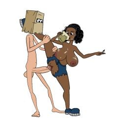 1broy 1girls animated bambook beer cum cum_on_breasts cum_on_face drinking fuckerman fuckerman(bambook) interracial tagme topless vaginal_penetration