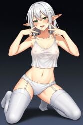 clothes cum_in_mouth elf_girl frieren gemini white_hair