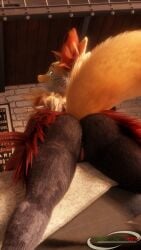 4k absurd_res anthro ass bed blender_(artwork) blender_cycles delphox delphox_(furromantic) digital_media_(artwork) female fluffy fluffy_tail furniture generation_6_pokemon genitals hi_res looking_at_viewer marianokun nintendo pokemon pokemon_(species) presenting solo tail vulva
