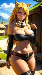 0assult0 1girls ai_generated akame_ga_kill! anime babe beautiful belly_button belt blonde_female busty cabin countryside digital_drawing_(artwork) female_focus fox_ears fox_girl grass large_breasts leather leather_boots leather_gloves leone_(akame_ga_kill!) looking_at_viewer midriff mountain_background nature posing rocks scarf seductive seductive_look sexy stomach thick_thighs underwear voluptuous_female