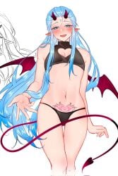 1boy ao_bing blue_hair demon demon_horns demon_tail demon_wings femboy feminine_male incubus lingerie long_hair ne_zha(2019) ne_zha_(films) ne_zha_2(2025) onefatcatdance succubus womb_tattoo