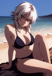 1girls ai_generated bikini black_bikini chainsaw_man fami_(chainsaw_man) solo white_hair