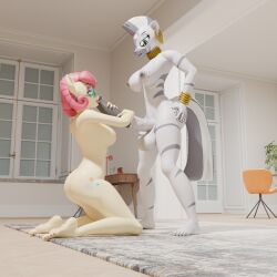 1futa 1girls 3d 3d_(artwork) 3d_model ass balls big_cock blowjob cock female futa_on_female futanari huge_cock intersex my_little_pony posey_shy_(mlp) zecora_(mlp)
