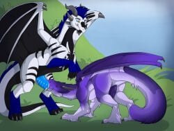 2014 animal_genitalia blue_penis bodily_fluids claws closed_eyes cum cum_in_mouth cum_inside dragon drakku drinking drinking_cum duo ejaculation erection european_mythology exano_the_dragon fellatio feral feral_on_feral feral_penetrated feral_penetrating feral_penetrating_feral genital_fluids genital_slit genitals horn jagon male male/male multicolored_body mythological_creature mythological_scalie mythology oral oral_penetration penetration penile penis penis_in_mouth purple_body purple_penis scalie servicing_from_below sex simple_background sucking tail tongue two_tone_body western_dragon white_body wing_claws wings yellow_eyes