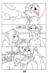 anthro blue_eyes breasts bussaca canine comic cum english_text female fur furry green_eyes male mink oral page_18 penis siblings slippers_comic swallowing teen twins young