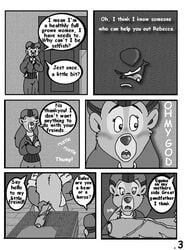 anthro baloo bear blush comic disney english_text female foreskin fur furry male mammal monochrome penis rebecca_cunningham straight talespin text the_five_year_bitch uncircumcised uncut