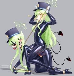 2girls absurdres anal anal_object_insertion ball_gag black_blindfold black_bodysuit black_tail blindfold blowing_whistle blue_archive bodysuit chain_leash chains covered_eyes demon_tail double_penetration flat_chest gag gagged gloves green_hair green_halo halo high_heels highres hikari_(blue_archive) holding holding_leash impossible_bodysuit impossible_clothes incest latex latex_bodysuit leash long_hair maguro27 multiple_girls nozomi_(blue_archive) object_insertion pet_play pointy_ears rabbit_pose riding saliva siblings sisters skin_tight tail twincest twins twintails vaginal_object_insertion vaginal_penetration very_long_hair whistle white_gloves x-ray yellow_eyes