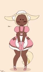 :3 ? animal_humanoid animated blush clothing clothing_lift dark-skinned_female egg_vibrator english_text female final_fantasy furry happy humanoid lagomorph maid_uniform mammal no_breasts nyume panties rabbit_humanoid scorci sex_toy shake shaking shivering short skirt skirt_lift square_enix star_eyes text underwear uniform vibrator video_games viera