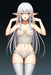 clothes cum_in_mouth elf_girl frieren gemini white_hair
