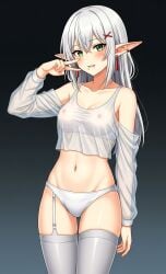 clothes cum_in_mouth elf_girl frieren gemini white_hair