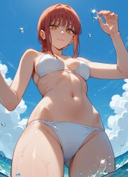 1girls ai_generated bikini chainsaw_man makima_(chainsaw_man) solo swimsuit white_bikini