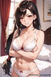 1girls ai_generated final_fantasy_vii kimowinter solo tifa_lockhart underwear white_bra white_panties white_underwear