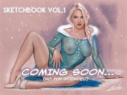 1girls blonde_hair braless breasts disney elsa_(frozen) female frozen_(film) lorenzo_sperlonga nipples nipples_visible_through_clothing solo translucent_clothing