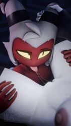 2025 3d_(artwork) 9:16 anthro between_thighs bodily_fluids canid canid_demon canine clothing cunnilingus demon digital_media_(artwork) duo female fur genital_fluids handwear head_between_thighs hellhound helluva_boss hi_res horn horn_grab imp karouart legwear looking_at_another loona_(helluva_boss) male male/female mammal moxxie_(helluva_boss) mythological_canine mythological_creature mythology nipples oral red_body sex tongue tongue_out vaginal_fluid_string vaginal_fluids vaginal_penetration white_body white_fur yellow_eyes