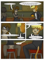 anthro bar canine comic dress drink feline female fur furry male no_underwear single_page tuxedo wolf