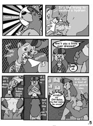 anthro baloo bear comic cum cum_in_mouth disney english_text fellatio female fur furry male mammal monochrome oral oral_sex penis rebecca_cunningham sex straight talespin text the_five_year_bitch undressing