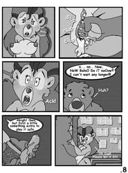 anthro baloo bear comic disney english_text female fingering foreskin fur furry male mammal masturbation monochrome nipples nude penis rebecca_cunningham straight talespin text the_five_year_bitch uncircumcised uncut