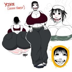 1girls bathing big_breasts black_hair black_nails blush choker creepy creepy_face creepy_smile death_forest feet female_only ghost ghost_girl goth horror huge_ass japanese_female japanese_mythology long_feet thermal_waters tomboy20 white_background white_skin wide_hips yoshie_kimura