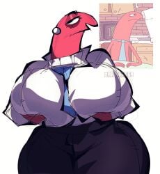 1girls alan_(smiling_friends) allan_red big_breasts breasts breasts_bigger_than_head breasts_out busty busty_female enormous_breasts female female_only fleshpie669 genderswap_(mtf) giant_breasts gigantic_breasts huge_breasts large_breasts massive_breasts massive_thighs presenting presenting_breasts red_body red_skin rule_63 showing_breasts smiling_friends