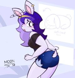 animation_meme_community anthro anthropomorphization bunny_ears looking_at_viewer looking_back purple_hair sexy stellarmoon_art tagme tagme_(artist) tagme_(character) tagme_(series) white_background youtube youtuber youtubers