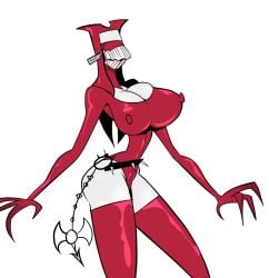 battle_nun big_ass big_breasts brutal_legend demon_girl groggyghoul highres monster_girl nipples_visible_through_clothing nun nun_outfit skintight video_game_character
