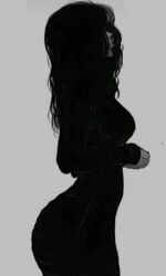 1girls big_ass big_breasts black_hair clothed clothing female female_only long_hair side_view silhouette solo solo_female solo_focus unknown_artist