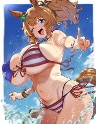 1girls ai_generated animal_ears anthropomorphization artist_request eyes female hair legs skin tagme taiki_shuttle_(umamusume) umamusume umamusume_pretty_derby young