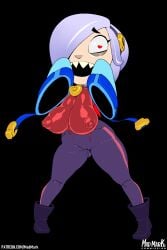 big_ass big_breasts big_thighs brawl_stars colette_(brawl_stars) colored colored_sketch crazy_eyes crazy_smile heart-shaped_pupils madmark sharp_teeth smiling smiling_at_viewer visible_nipples visible_pussy white_hair