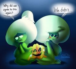 1girls 2girls anthro anthrofied ass ass bodypaint breasts breasts dandelion_(pvz) female filthycottonart flora_fauna plant plant_girl plant_humanoid plantie plants_vs._zombies plants_vs_zombies popcap_games pussy