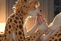 ai_generated big_breasts big_penis blowjob breasts canine fellatio furry kissing_penis nudity penis serval x3x7x9 yiff