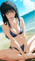 1girls ai_generated bikini blue_bikini chainsaw_man solo swimsuit yoru_(chainsaw_man)