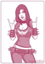 big_breasts big_lips brutal_legend cleavage female fully_clothed goth goth_girl gothic_girl large_breasts long_hair ophelia_(brutal_legend) rocker_chick standing tagme wide_hips