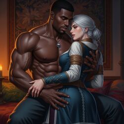 ai_generated ass ciri dark-skinned_male romantic the_witcher_3:_wild_hunt