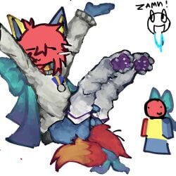 1boy badge balls bee_swarm_simulator blue_arms bow bow_ribbon cat_ears cat_tail cum_leaking femboy fluffy furry gay_male ohwhoisyou19 onett paws purple_socks red_body red_fur red_hair rendered roblox roblox_avatar roblox_developer roblox_game robloxian self_upload small_dick socks streching vulnerable white_blush white_shirt yawn yellow_fur