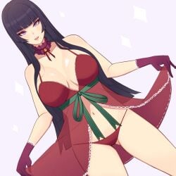 1girls alluring big_breasts black_hair dead_or_alive dead_or_alive_6 dead_or_alive_xtreme dead_or_alive_xtreme_venus_vacation konishiki_(52siki) lingerie lingerie_hold long_hair nyotengu see_through tecmo